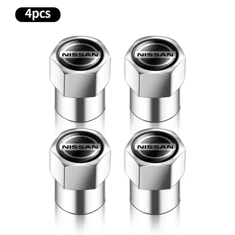 4PCS Car Badge Wheel Tires Valve Caps Metal Tyre Dust Covers For Nissan J10 X-Trail Qashqai Juke Leaf Micra NOTE Patrol Gadgets