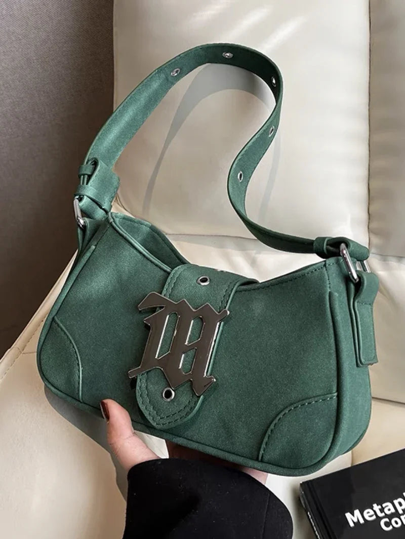 Casual Bags For Women Luxury Designer Brand Handbags And Purses 2024 New In PU Nubuck Sheet Metal Decoration Crossbody Bag Small
