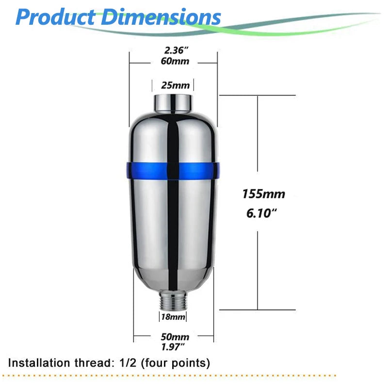 Bathroom Shower Head Filter Bathing Water Purifier Water Treatment Filtering Device Softener Impurities Removal for Home Hotel