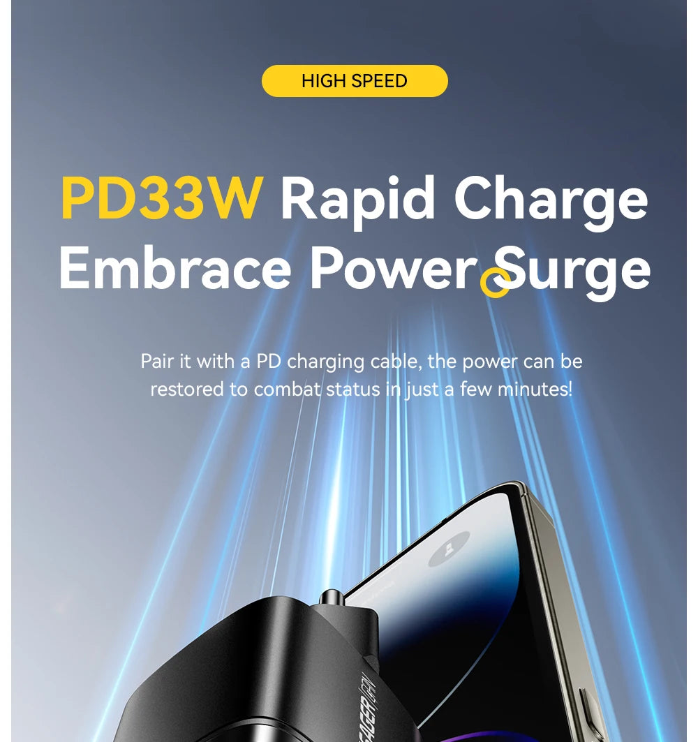 Essager 33W GaN USB Type C Charger Digital Display PD Fast Charging For iPhone 16 15 14 Pro Max iPad Mini 6 Xiaomi Samsung S22