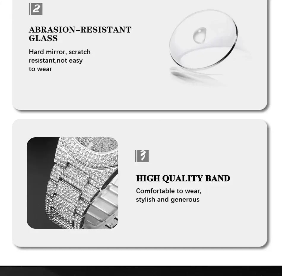 Luxury Fashion Mens Stainless Steel Watches Male Sports Quartz Wristwatch Calendar Luminous Clock Men Business Casual Watch
