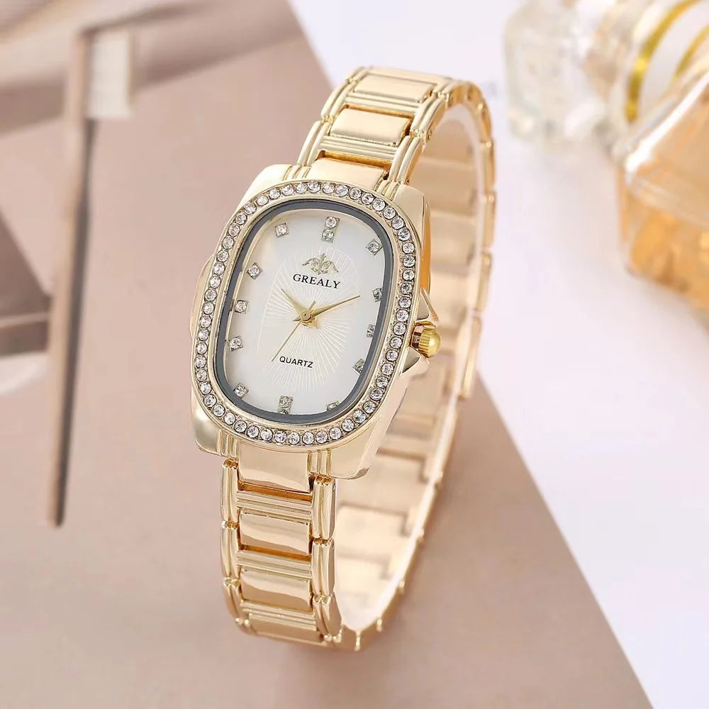 Luxury 2025 Women's Simple Quartz Watch Casual Green Diamond Set design Female Dress stainless steel bracelet clock Watches