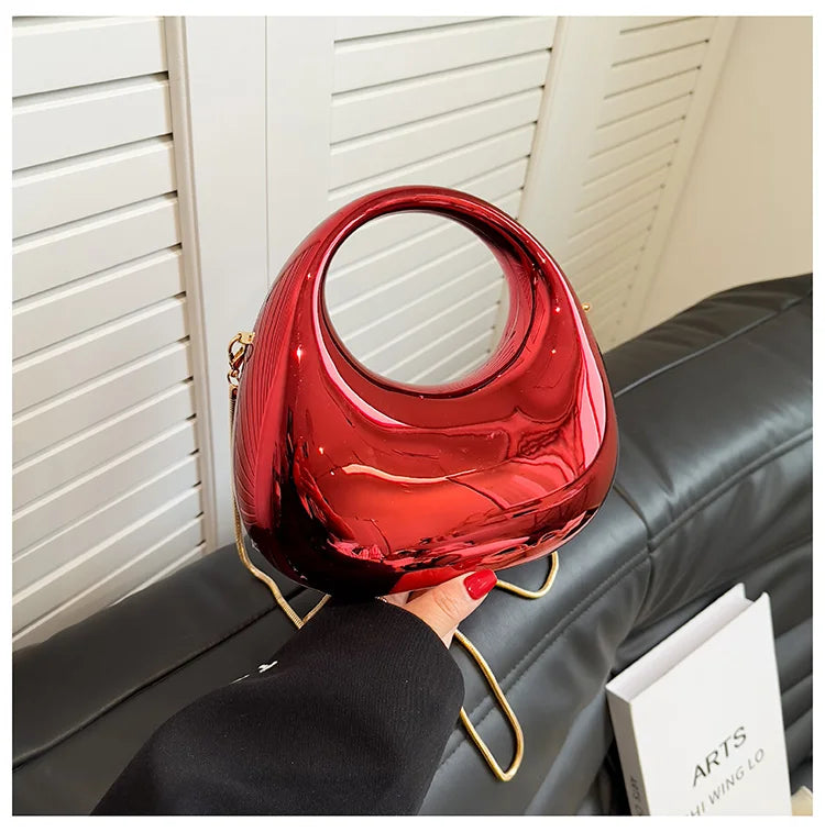 Hot Selling Women's Crossbody Bag 2025 New PVC Metallic Luster Half Moon Party Banquet Women's Bag Luxury Handbag Bolso De Mujer