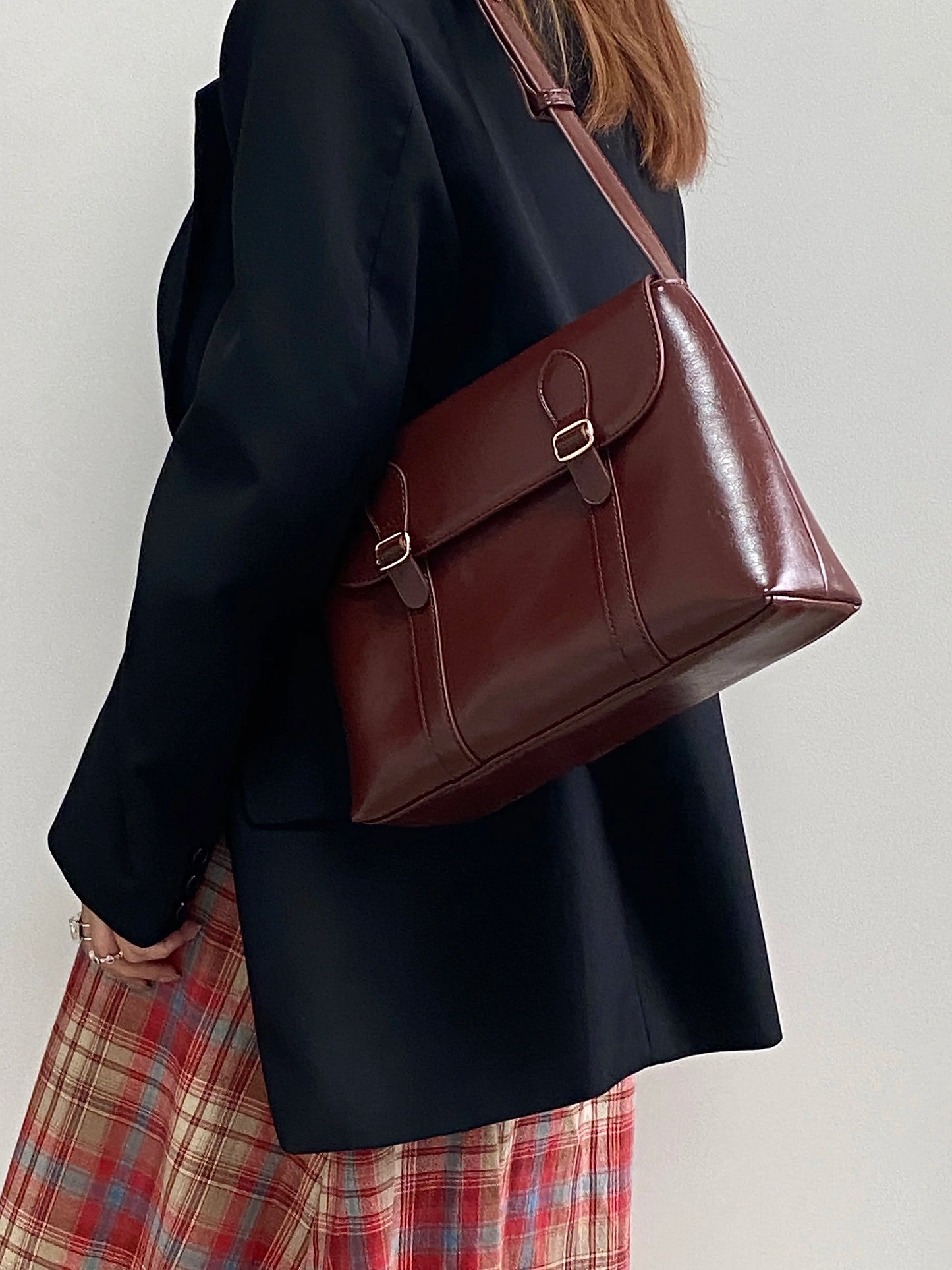 Vintage Women's Shoulder Bag Large Capacity Ladies Tote Purse Handbags Pu Leather Female Messenger Bags College Girls Book Bag