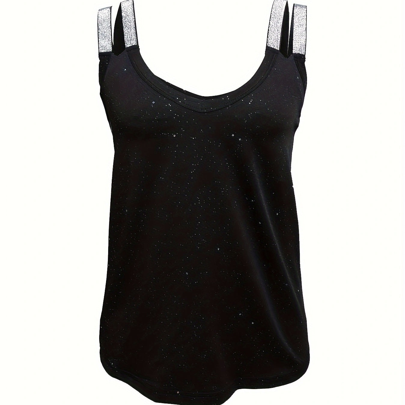 Einfarbiges Camisole-Oberteil mit Strasssteinen und Pailletten für Damen