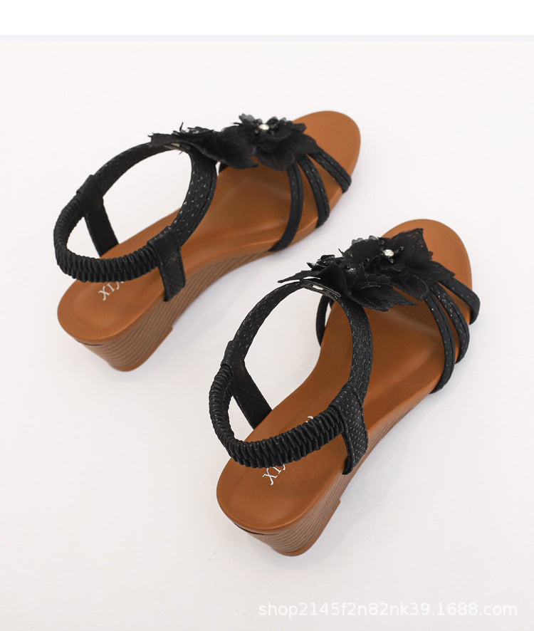 Blumen Sandalen Sommer Böhmen Keile Schuhe Mit Weben Knöchel Riemen