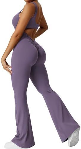 Frauen Ärmellose Flare Jumpsuits Fitness Yoga Lange Hosen