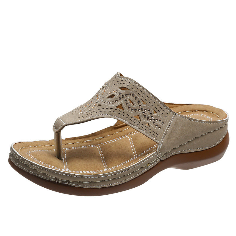 Clip Toe Wedge Sandalen Frauen Sommer Flip-Flops Hausschuhe Strandschuhe