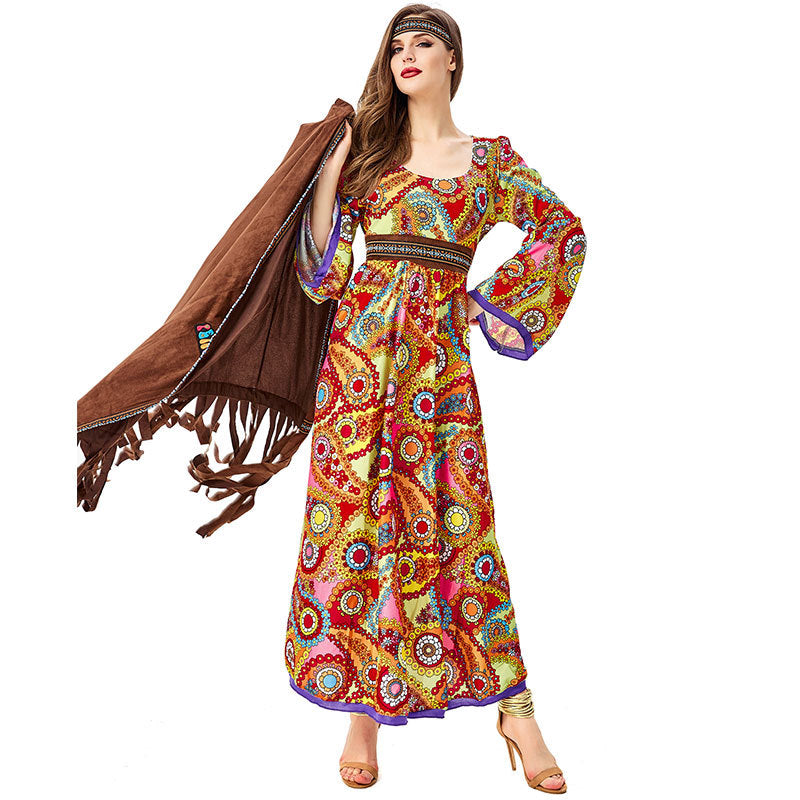 Vintage Disco Hippie Kostüm Primitive Stammes Göttin