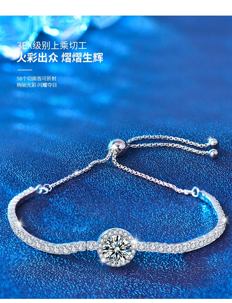 Armband für Damen aus Sterlingsilber mit Moissanit-Sternenmuster