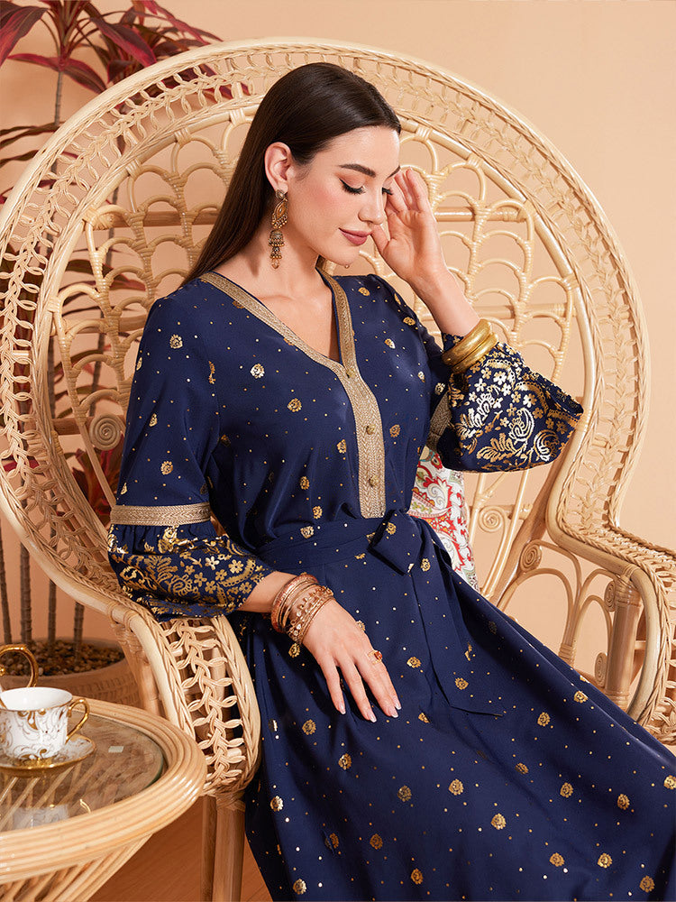 Stylish European And American Muslim Bronzing Temperament Long Sleeve