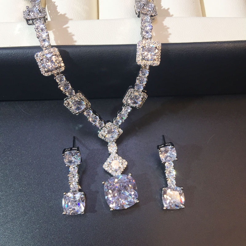 Chic Bridal Necklace Earrings Wedding Jewelry Set for Everyday Style