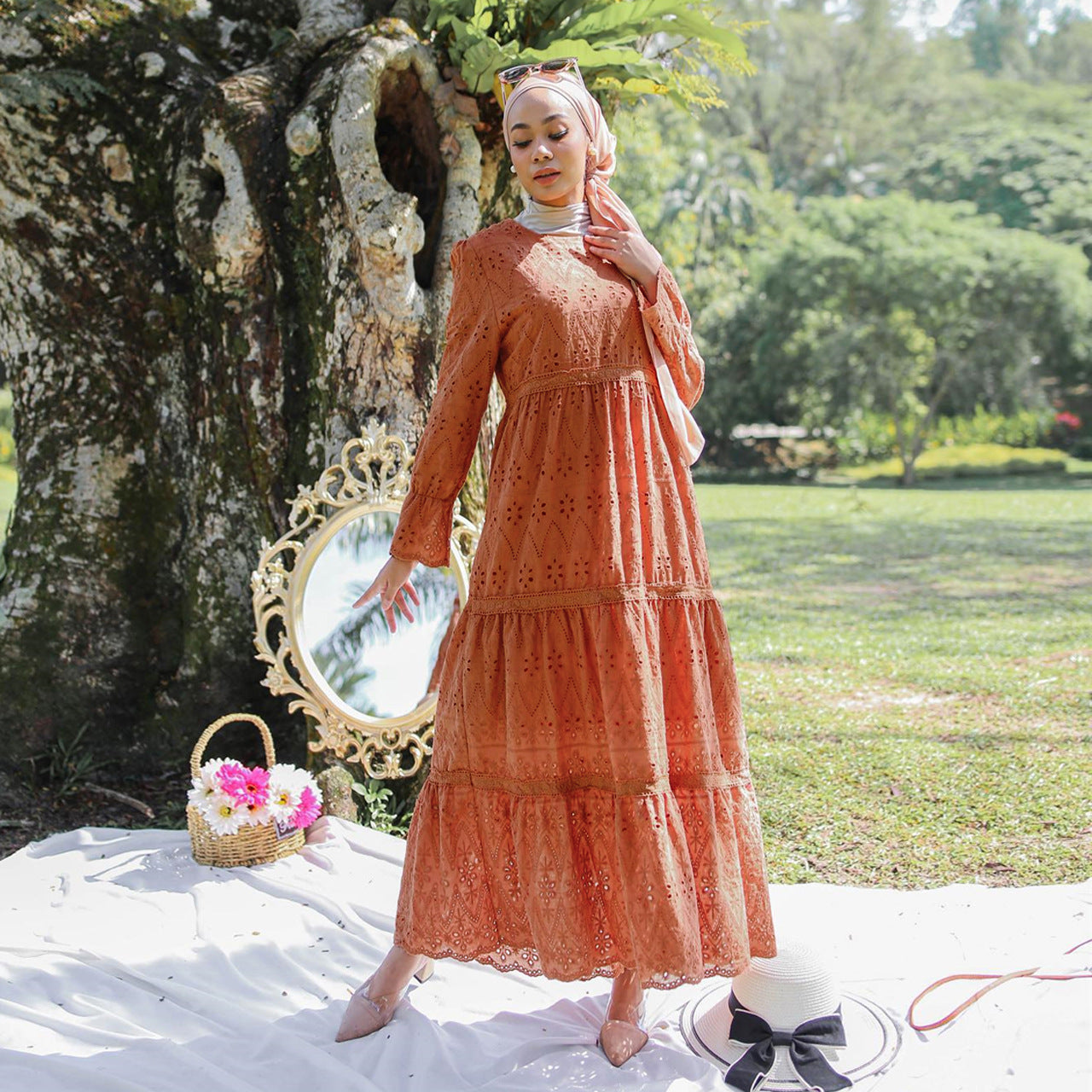 Muslim Malaysia Indonesien Hohlspitze Kleid