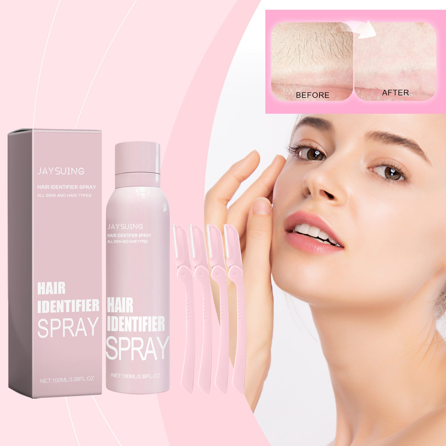 Haaridentifizierungsspray-Set für die Gesichtsrasur, feuchtigkeitsspendendes Dermaplaner-Spray für die Gesichtsrasur, Hautpflege