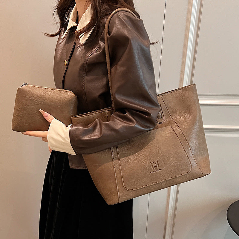 Lässige Retro-Umhängetasche Texture Class Commuter Tote