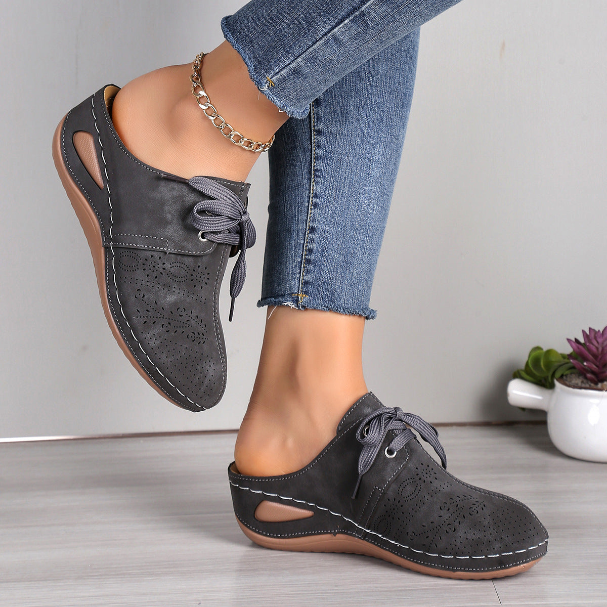 Sommer Baotou Schnürschuhe Outdoor Aushöhlen Keile Hausschuhe Für Frauen Sportschuhe