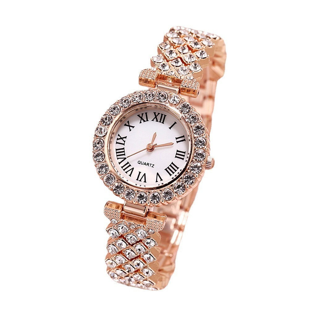 Voller Diamant Luxus Armband Uhr Anzug frauen Quarz