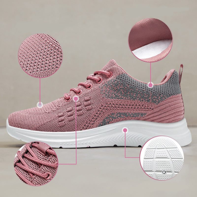 Schnür-Sneakers Damen Leichte atmungsaktive Flats Schuhe