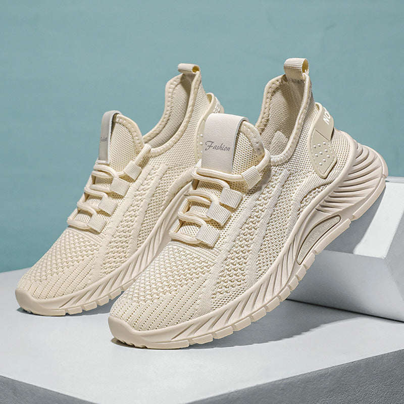 Modische, lässige Sportschuhe für Damen, flache Schnürschuhe, leichte, atmungsaktive Laufschuhe aus Mesh