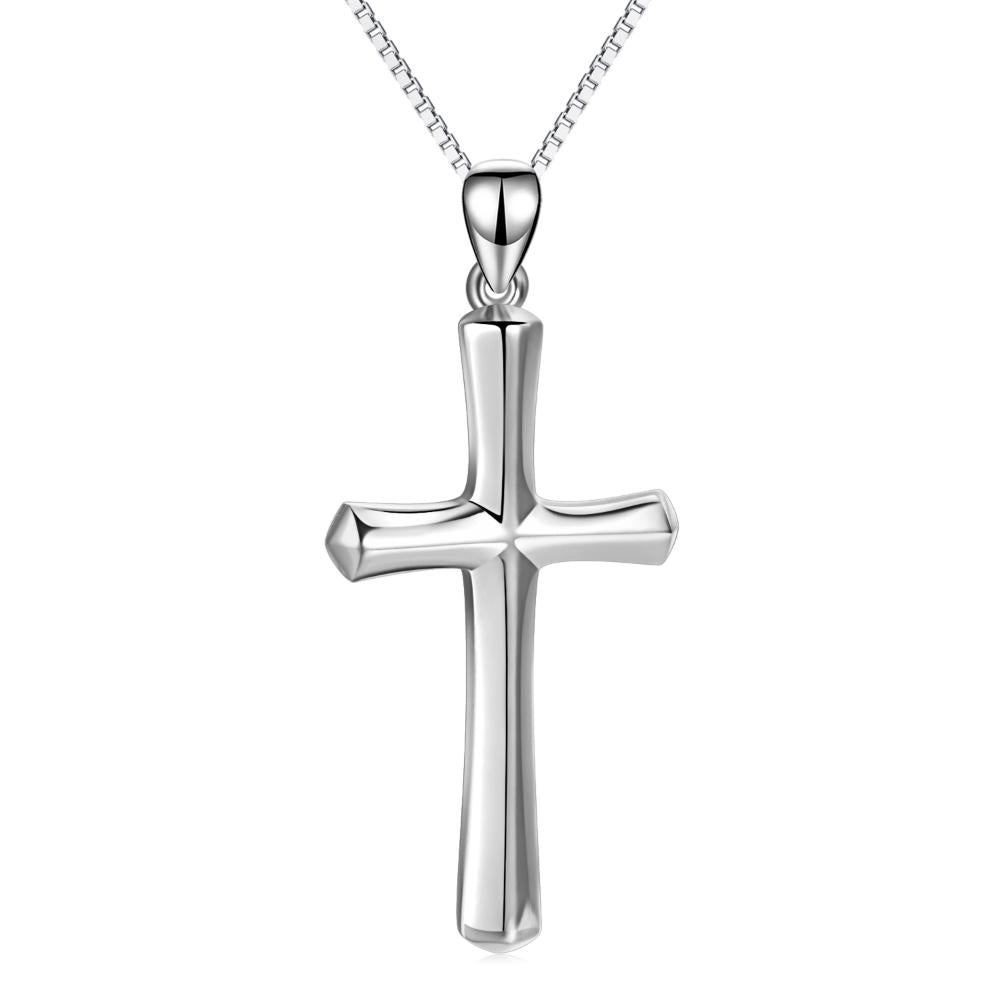 Elegant Sterling Silver Religious Cross Pendant Faith Hope Love Neckl