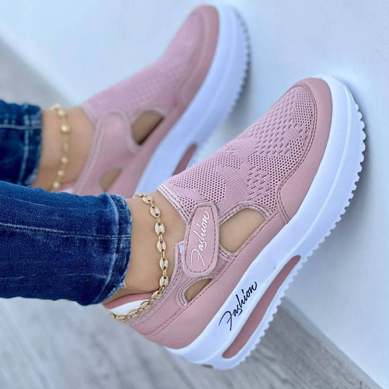 Flache, atmungsaktive Mesh-Schuhe mit Klettverschluss