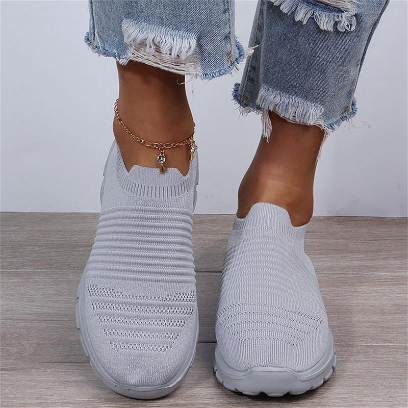 Stricksockenschuhe für Damen, bequem, atmungsaktiv, flache Schuhe, Laufschuhe