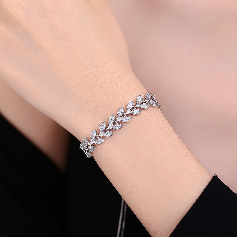 Moissanit Verstellbares 925er Sterling Silber Weizenarmband