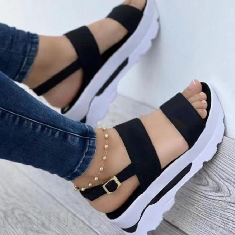 Damenschuhe Casual Schnalle Plateau Sandalen Sommermode