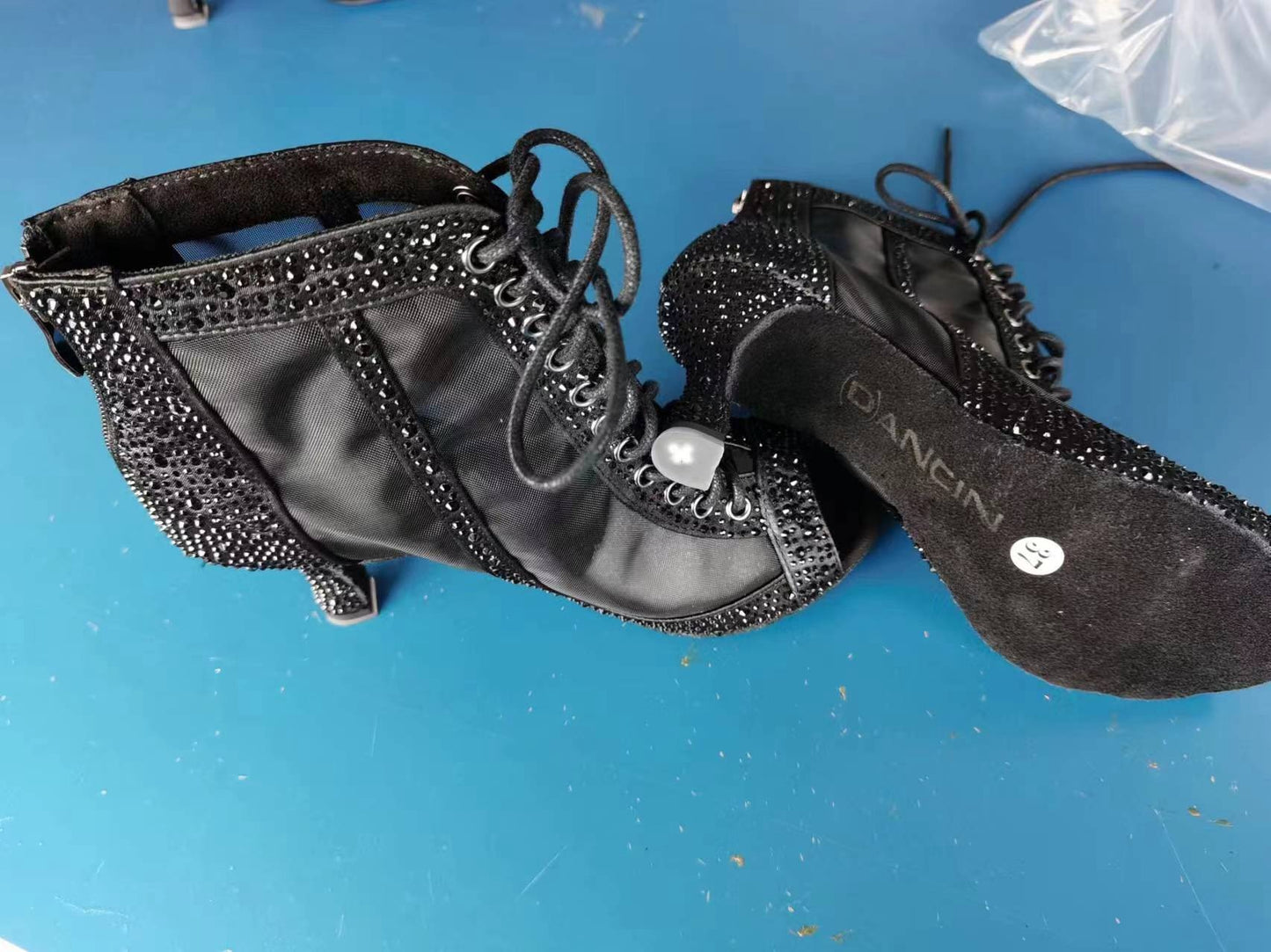Strass Latin Tanzschuhe Erwachsene Frauen Mid-high Heel