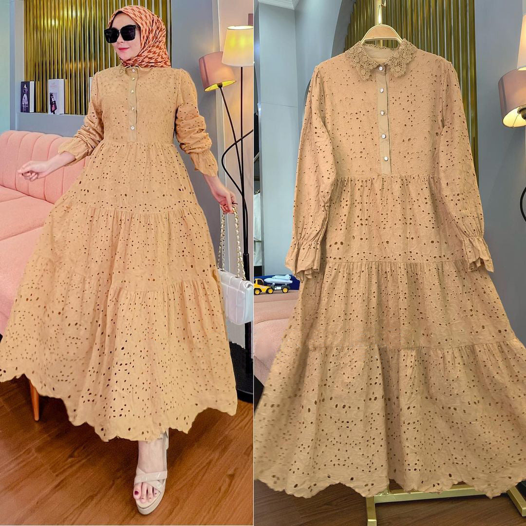 Muslimisches Südostasien Indonesien Besticktes Hohlspitzenkleid