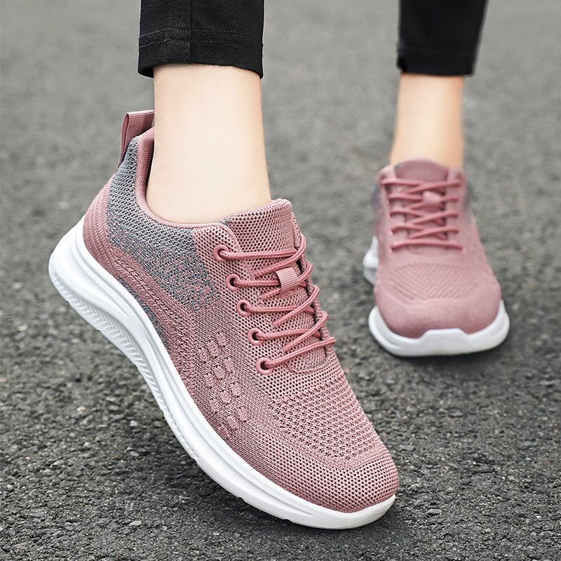 Schnür-Sneakers Damen Leichte atmungsaktive Flats Schuhe