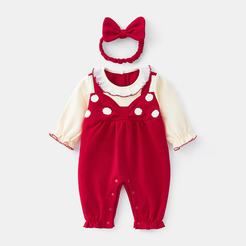 Girls' Festive Onesie New Spring Baby Bodysuit Infant Spring-Autumn Princess 1st Birthday Dress