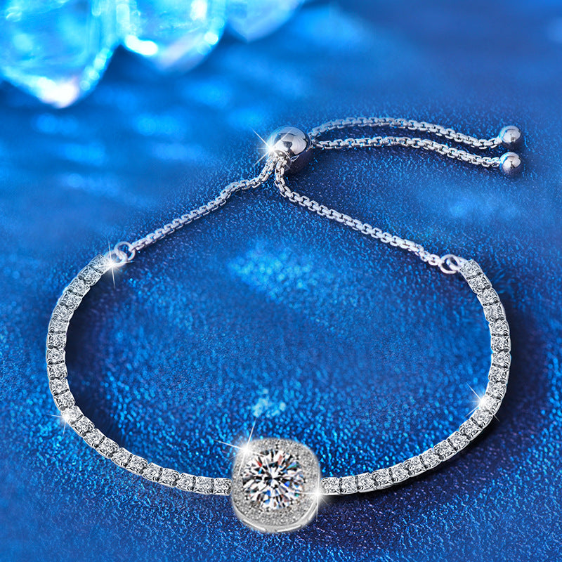 Bracelet en argent sterling 925 avec moissanite étoilée