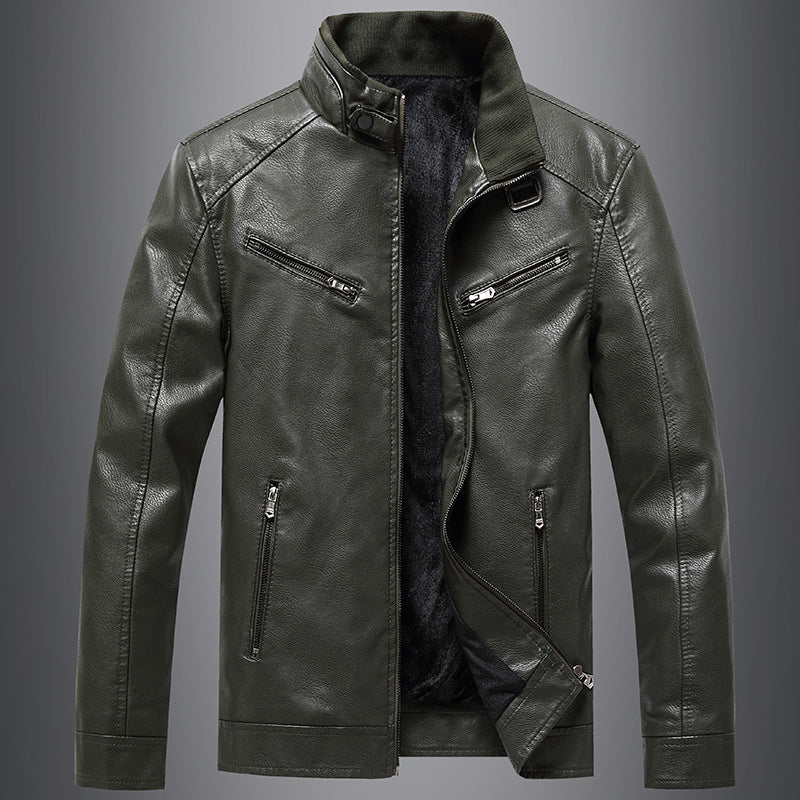 Manteau rembourré polaire pour homme, style coréen décontracté, col montant, veste en cuir PU, jeune et tendance