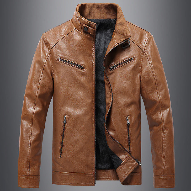 Manteau rembourré polaire pour homme, style coréen décontracté, col montant, veste en cuir PU, jeune et tendance