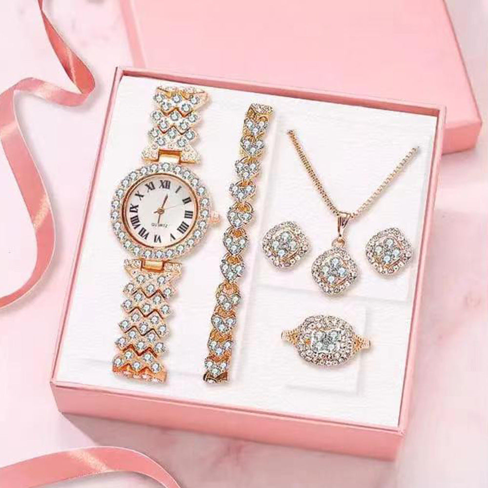 Voller Diamant Luxus Armband Uhr Anzug frauen Quarz