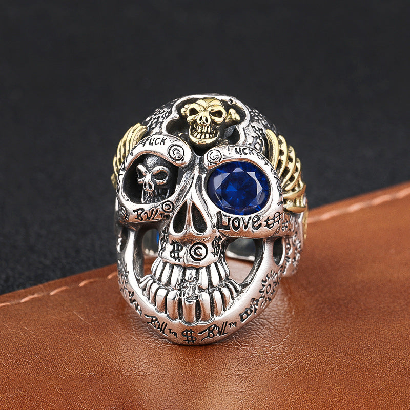 Mens Fashion Simple Dominant Skull Shape Sterling Silver Ring