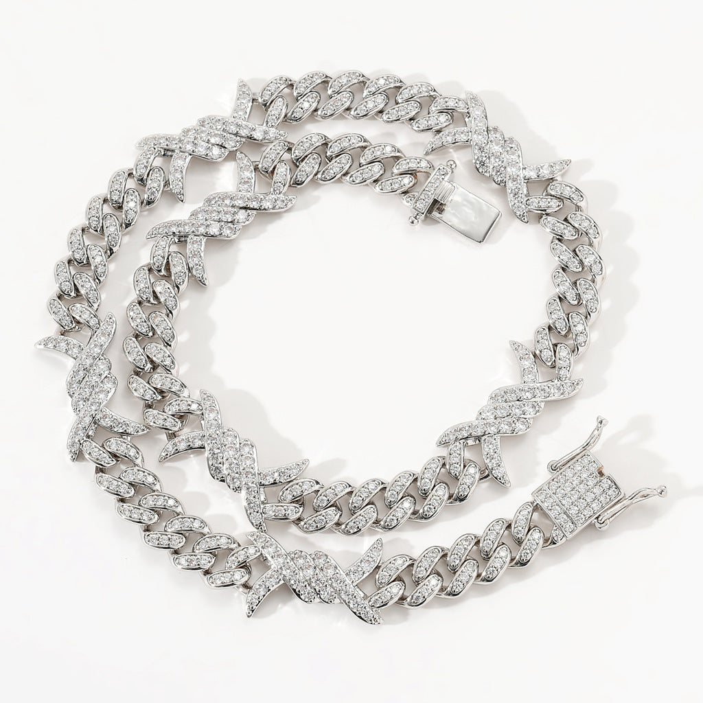 Men And Women Couples Clavicle Chain Zircon Necklace Hip Hop Accessories