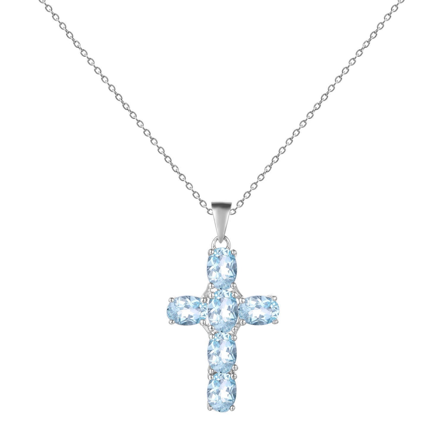 925 Silver Inlaid Crystal Cross Necklace Pendant