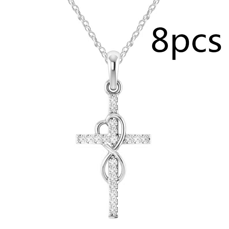 Legierungsanhänger mit Diamant und achtstelliger Kreuzkette