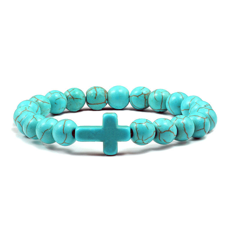Blaues Türkis-Kreuz-Armband