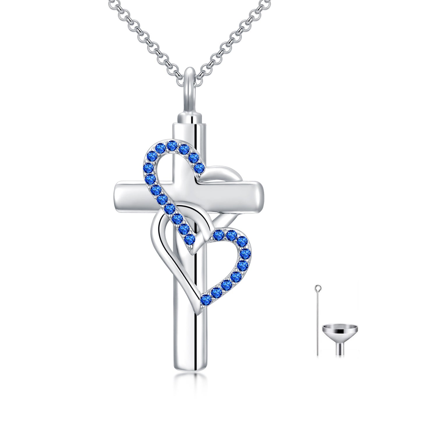 Elegant 925 Sterling Silver Cross Urn Necklace For Ashes Heart Memori
