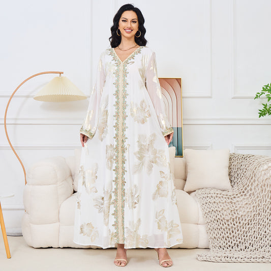 Stylish Bronzing Muslim Dubai Tourist Dress for Everyday Wear