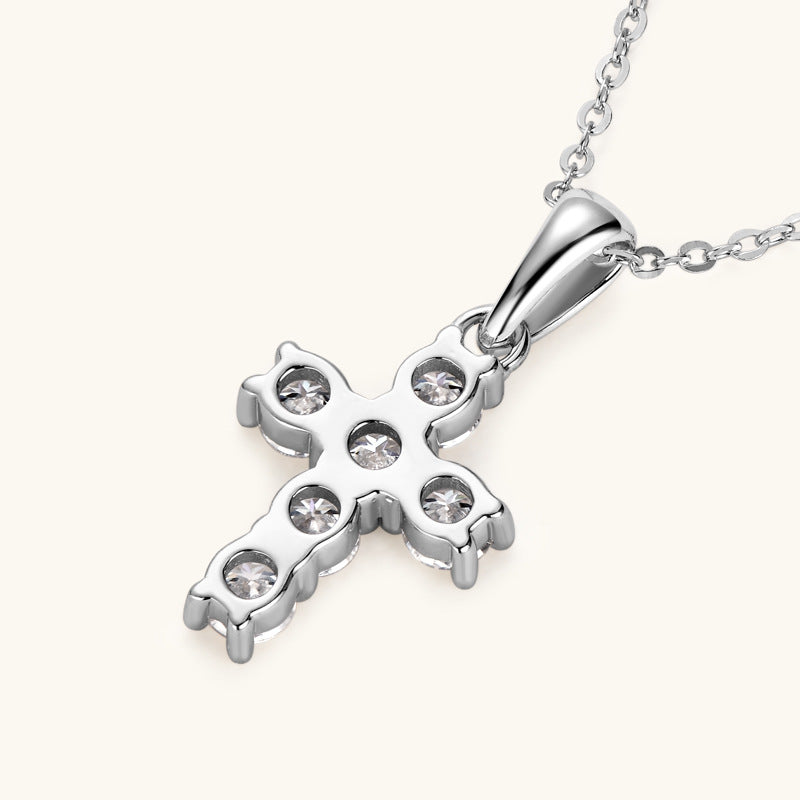 925 Sterling Silver Diamond Cross Necklace for Women