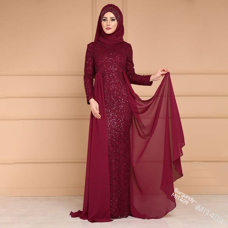 Robe longue queue de poisson Noble Élégante Amincissante Pailletée Style Rétro pour Femme