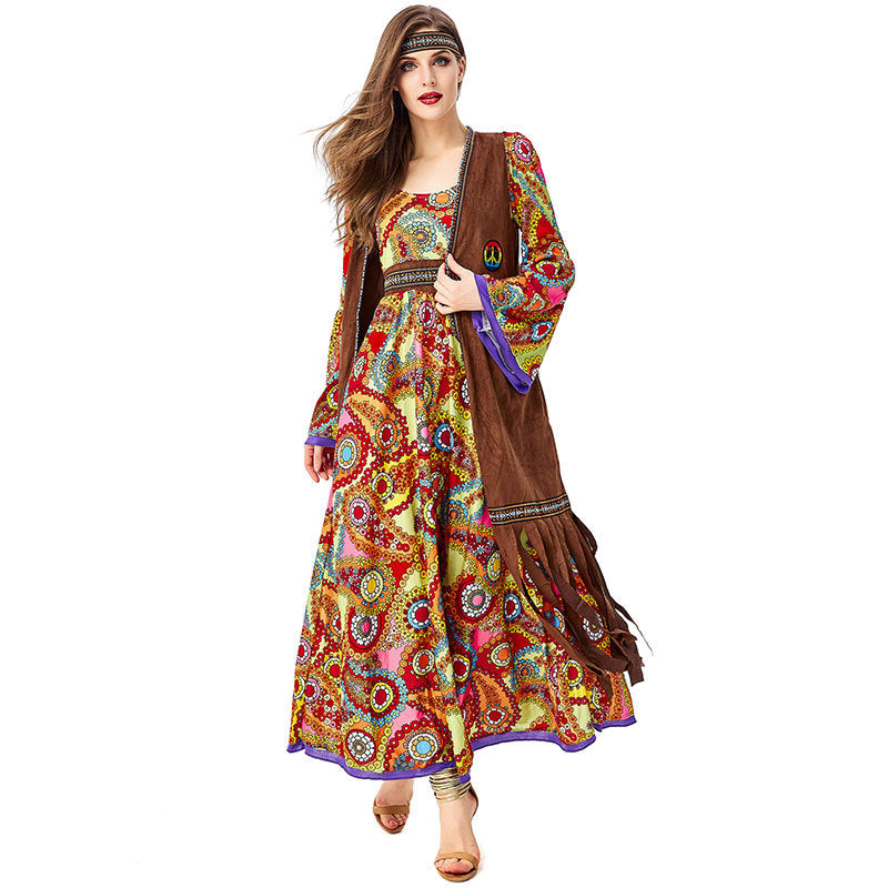 Déguisement Vintage Disco Hippie Déesse Tribale Primitive