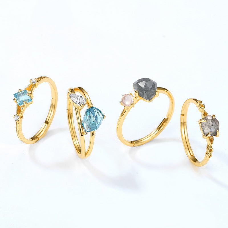 Bague topaze bleu ciel de luxe légère et tendance