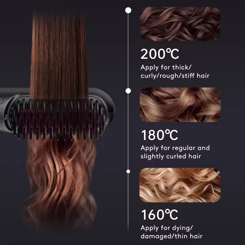 Trendy 2 In 1 Straight Hair Comb Wireless Hair Straightener Brush Hai