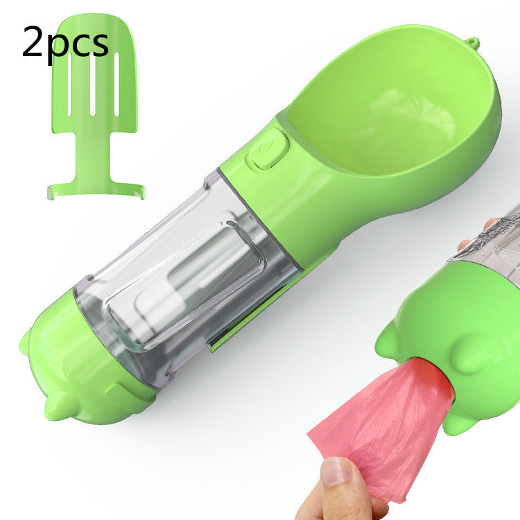 Bouteille d'eau pour animaux de compagnie, gamelle, rangement de sacs poubelles, portable pour voyage en extérieur, bouteille d'eau 3-en-1 pour chien