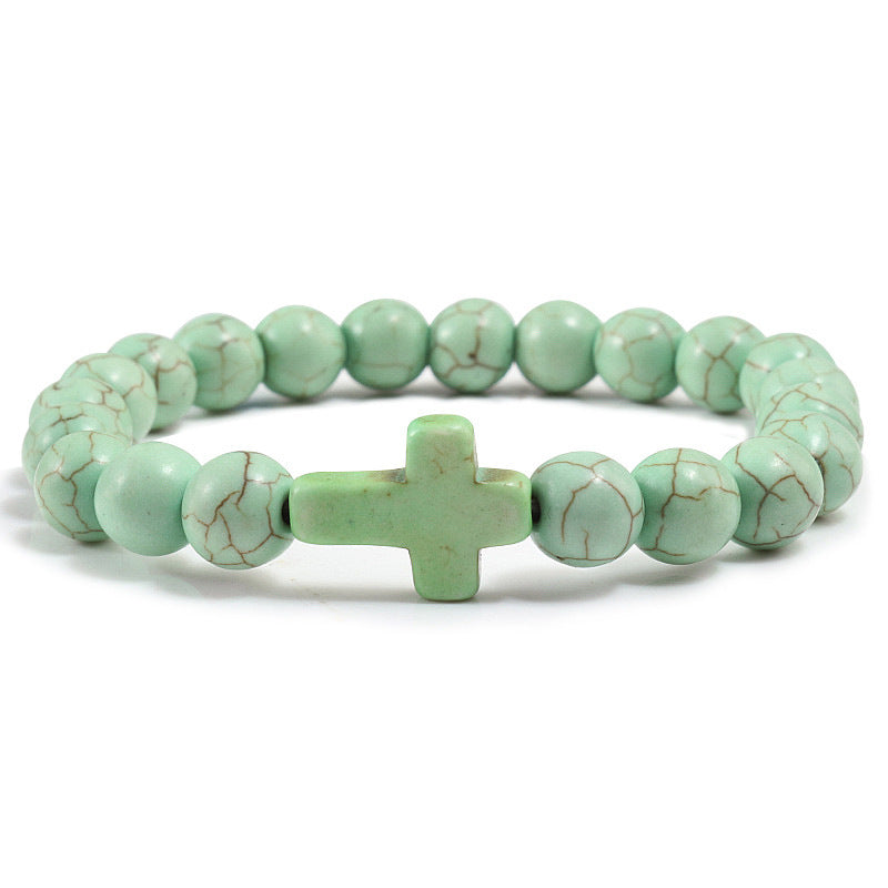 Blaues Türkis-Kreuz-Armband